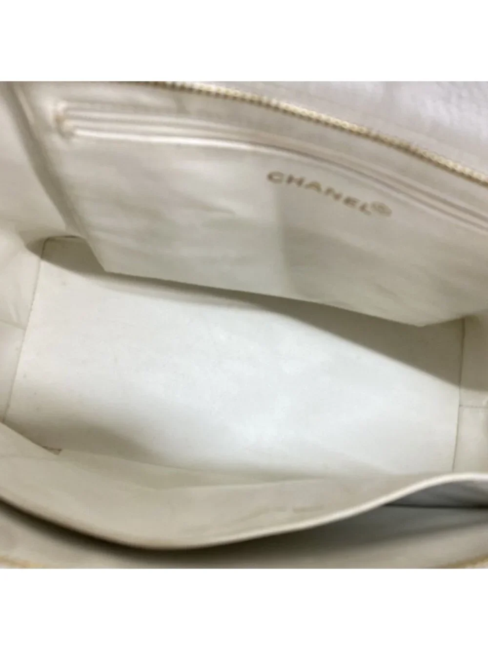 Chanel Tote Reissue Caviar Leather White Gold